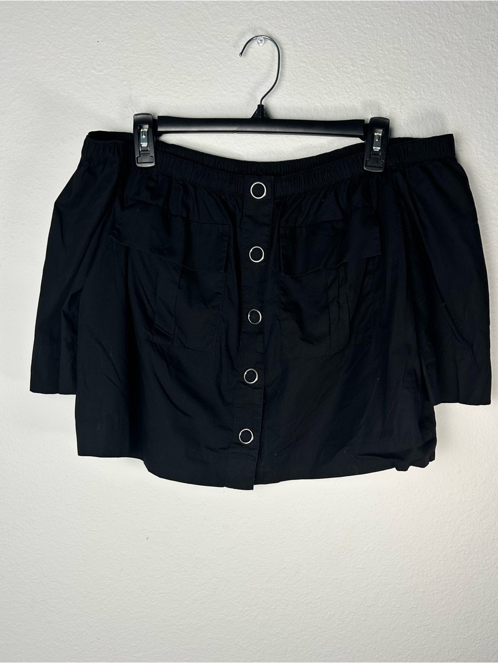 Free People Black Off-Shoulder Button-Front Top